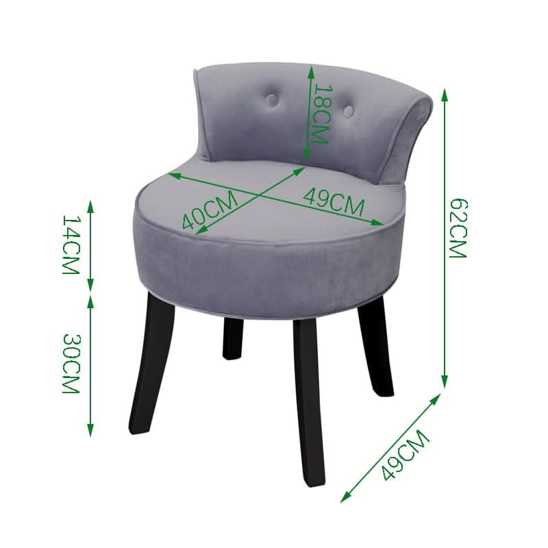 Velvet Upholstered Vanity Stool with Button-Tufted Backrest