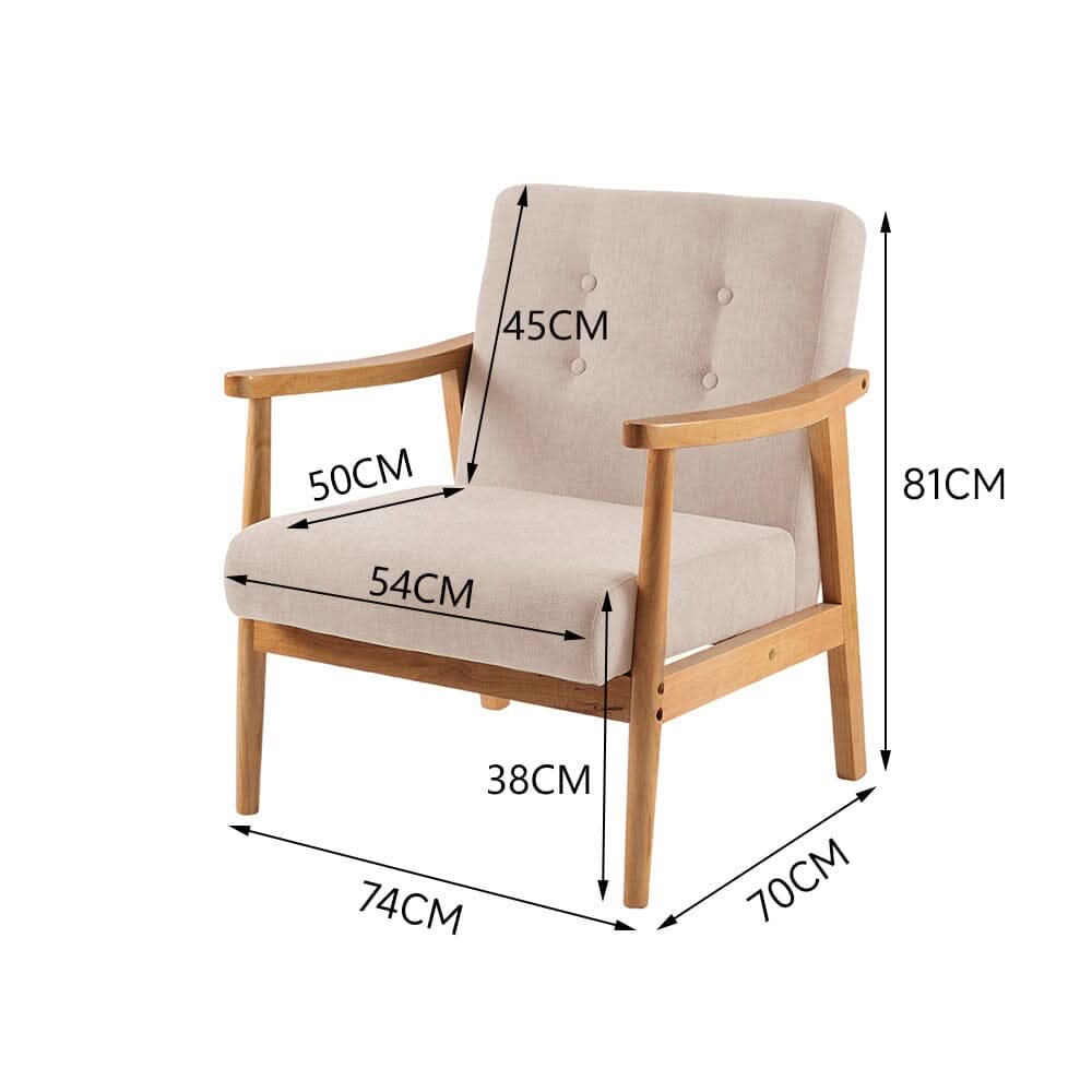 Modern Wood Frame Upholstered Armchair
