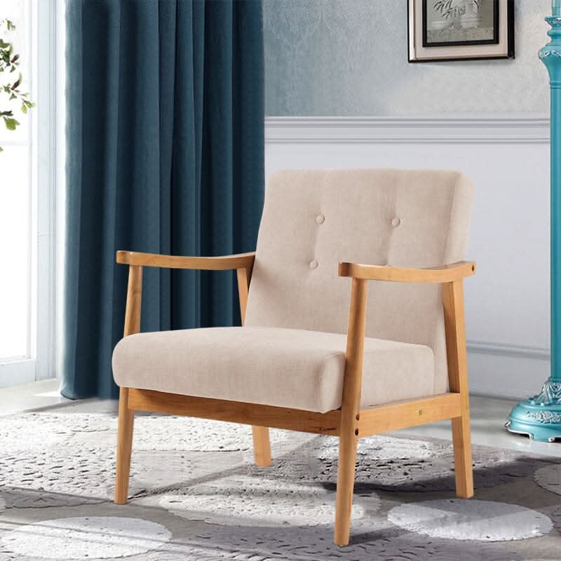 Modern Wood Frame Upholstered Armchair