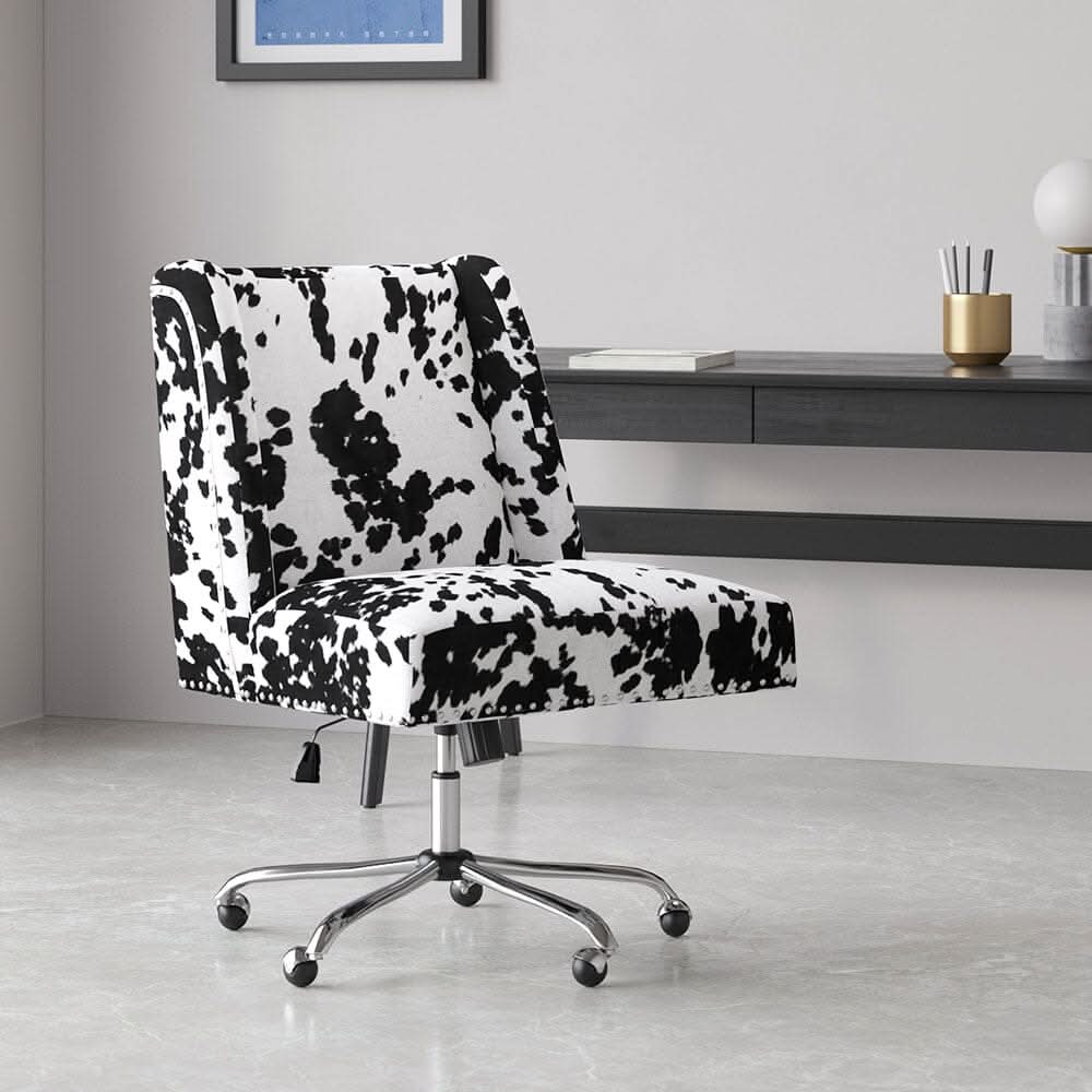 Executive Office Chair in Brown PU and Cowhide Velvet