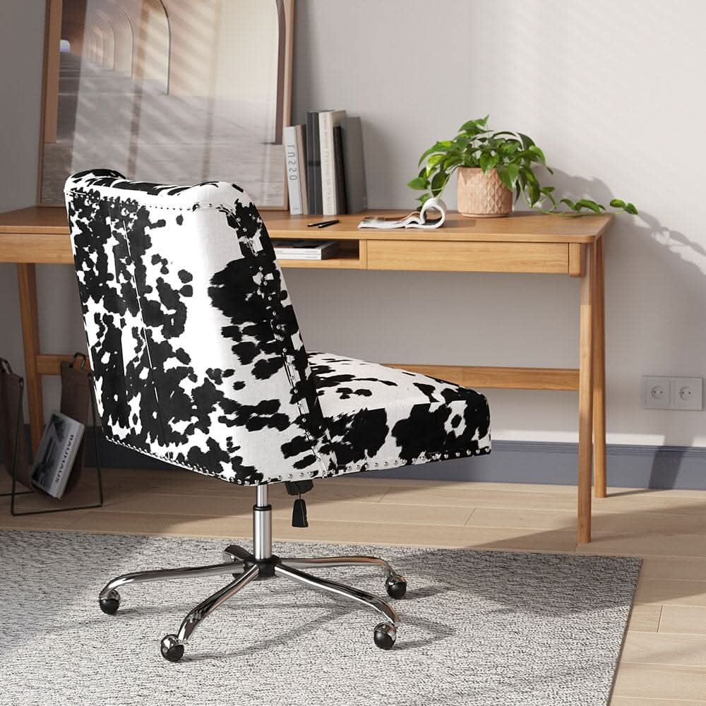 Executive Office Chair in Brown PU and Cowhide Velvet