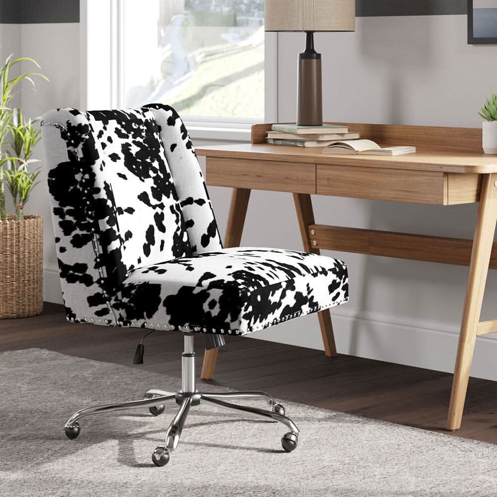 Executive Office Chair in Brown PU and Cowhide Velvet
