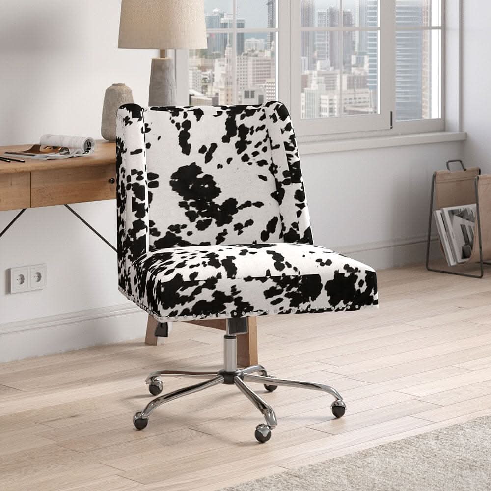 Executive Office Chair in Brown PU and Cowhide Velvet