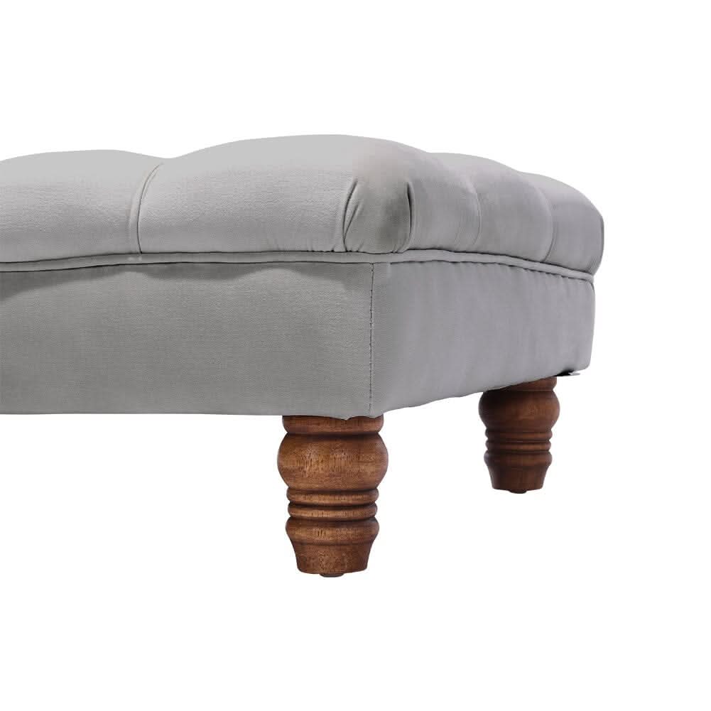 3Ft Footstool Wide Velvet Buttoned Thick Padded