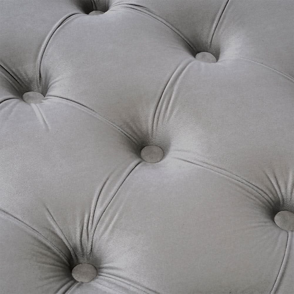 3Ft Footstool Wide Velvet Buttoned Thick Padded