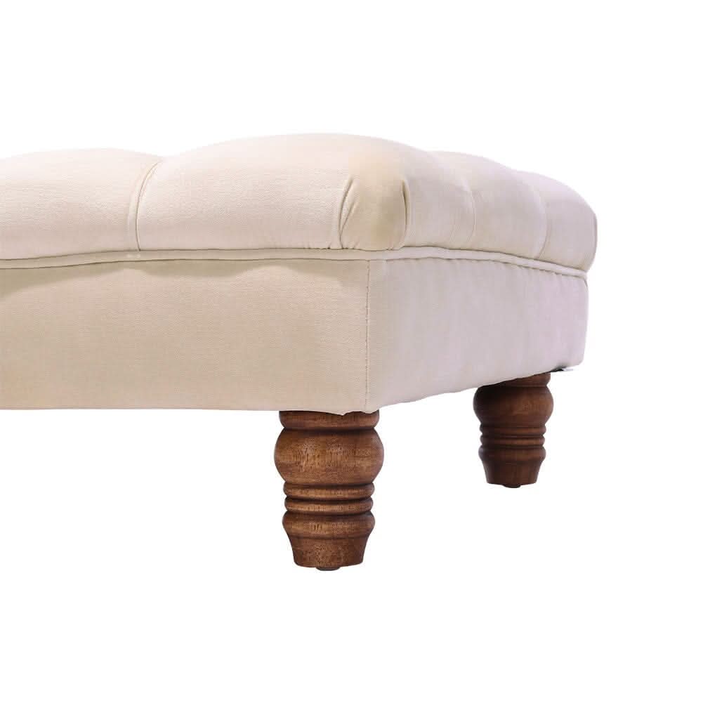 3Ft Footstool Wide Velvet Buttoned Thick Padded