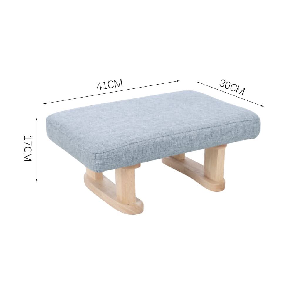 Linen Fabric Footstool Collection: Tufted Stool with Side Pocket & Low-Profile Footrest