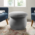 Mushroom-Shaped Round Ottoman Grey Velvet