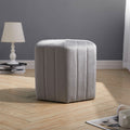 Octagonal Ribbed Ottoman Grey Velvet