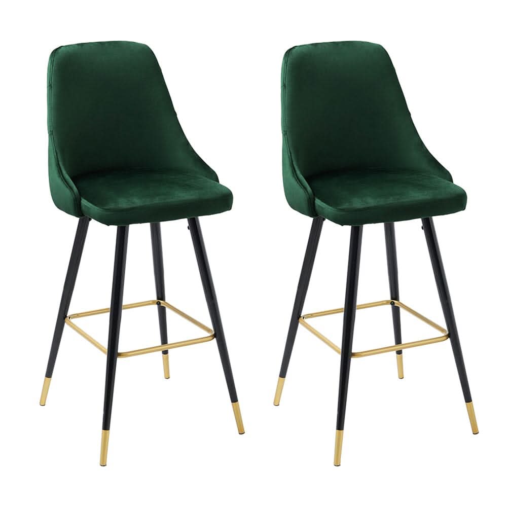 3ft Height Bar Stools with Footrest Set of 2 Velvet Padded