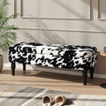 Cow Print Velvet Storage Bench with Black Rubberwood Legs