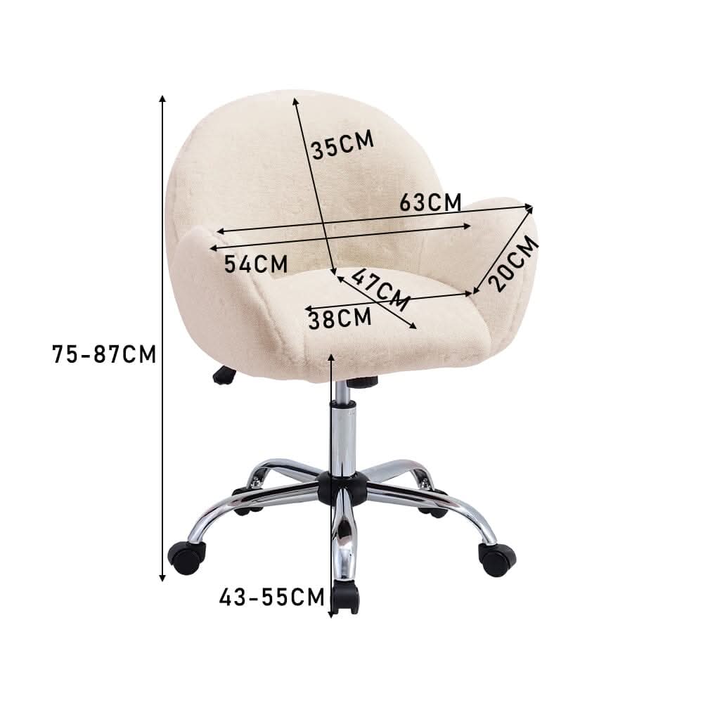 Classic White Upholstered Office Chair with Wood Accents