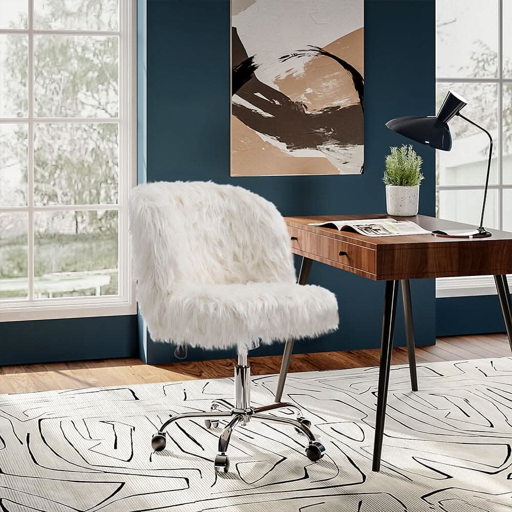 Elegant White Office Chair with Chrome Star Base