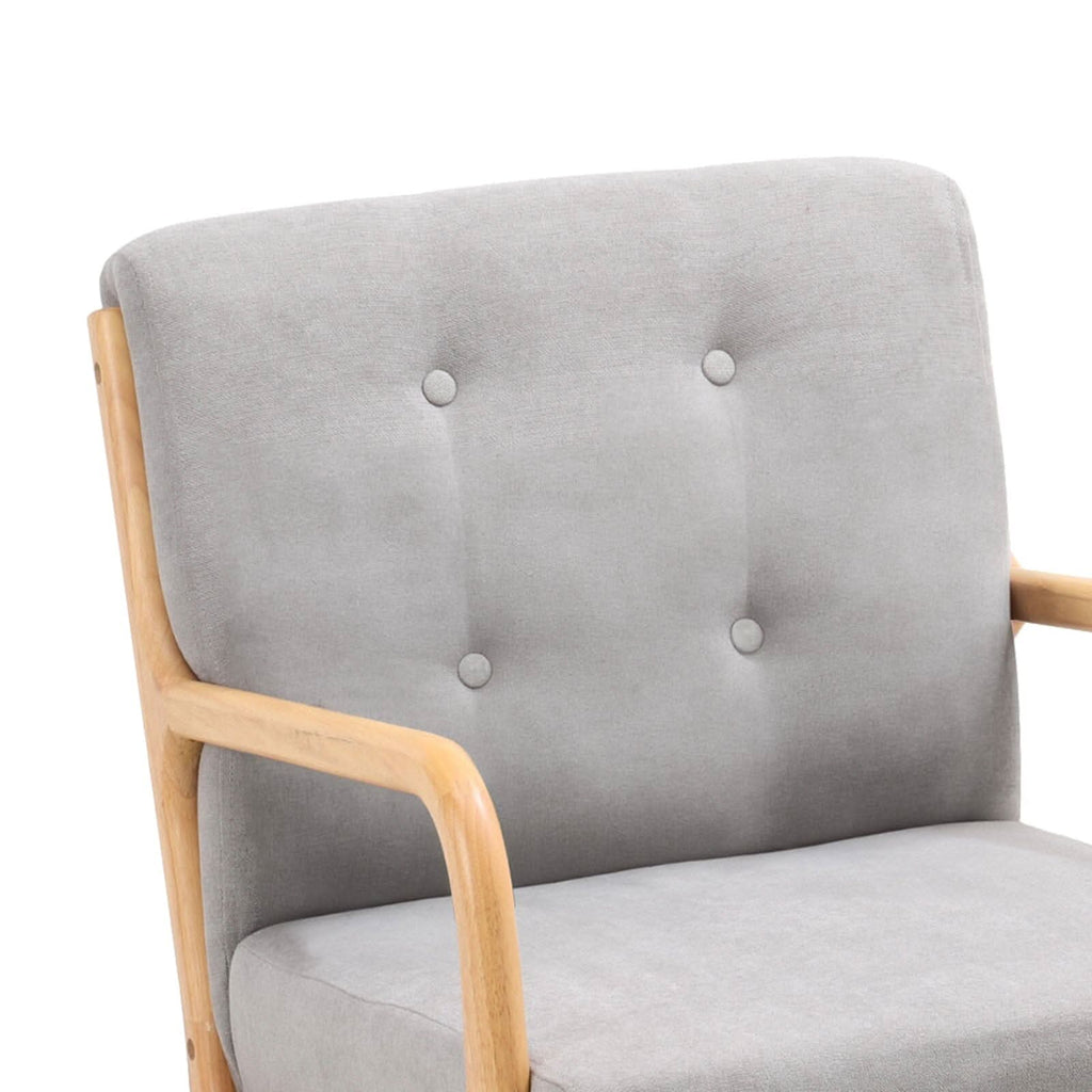 Linen Rocking Chair Upholstered Seat Lounge Chair Grey