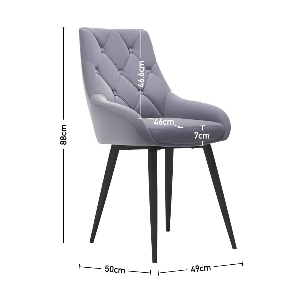 Velvet Dining Chairs with Black Metal Legs – Set of 2