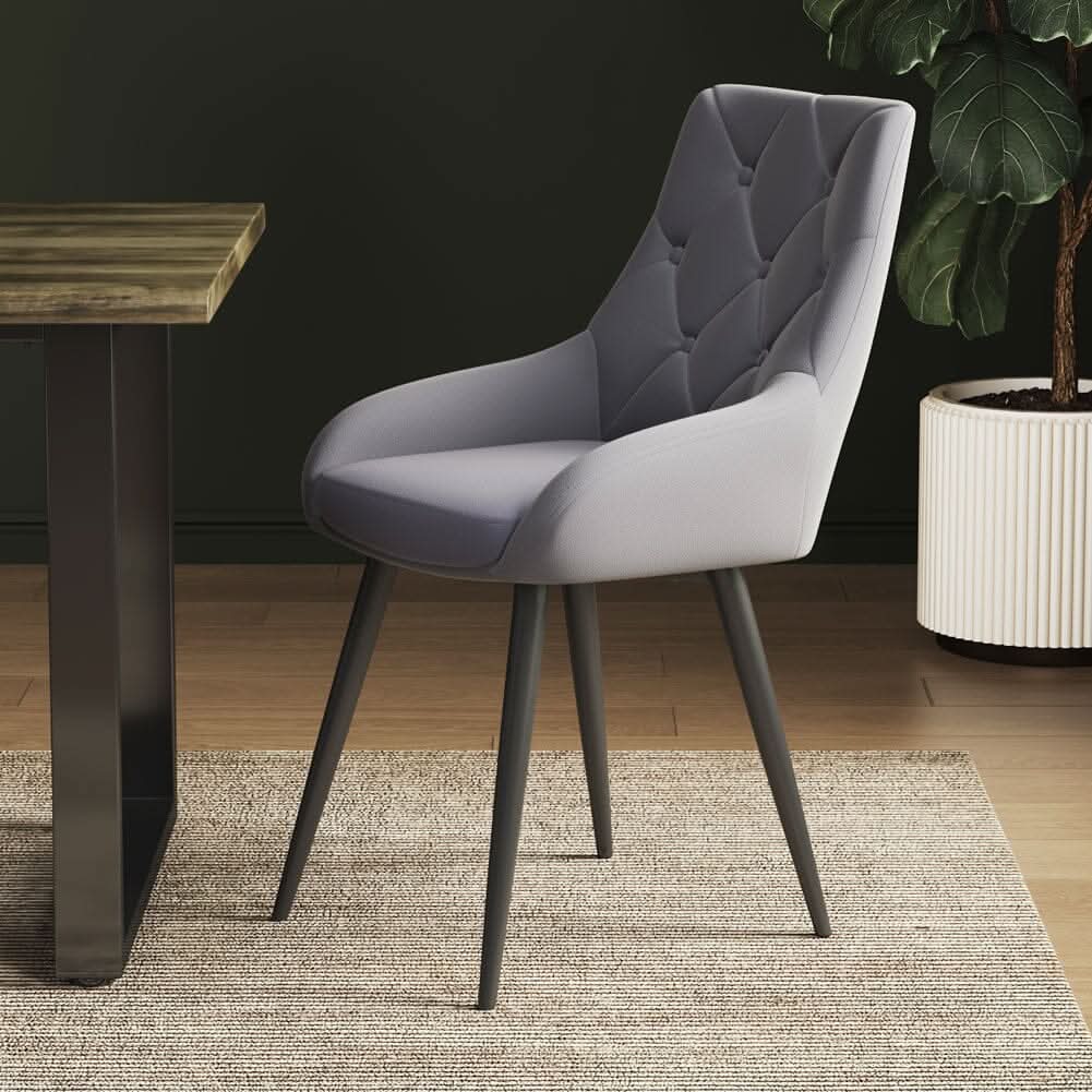 Velvet Dining Chairs with Black Metal Legs – Set of 2