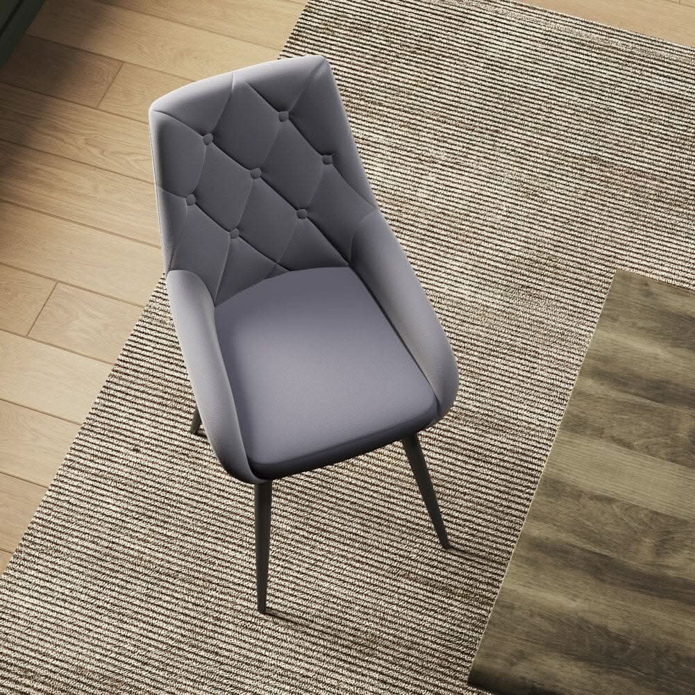 Velvet Dining Chairs with Black Metal Legs – Set of 2