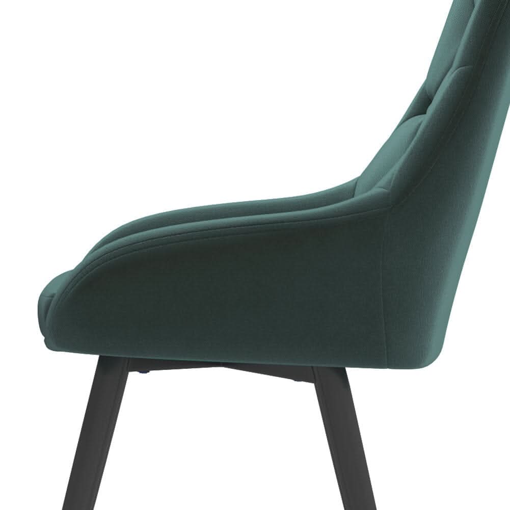 Set of 2 Dining Chair with Velvet Upholstery Green/Blue/Grey
