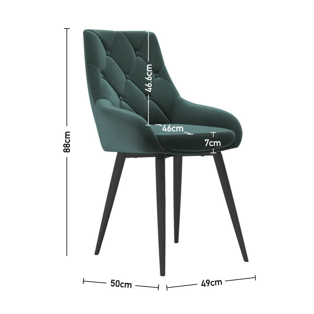 Set of 2 Dining Chair with Velvet Upholstery Green/Blue/Grey