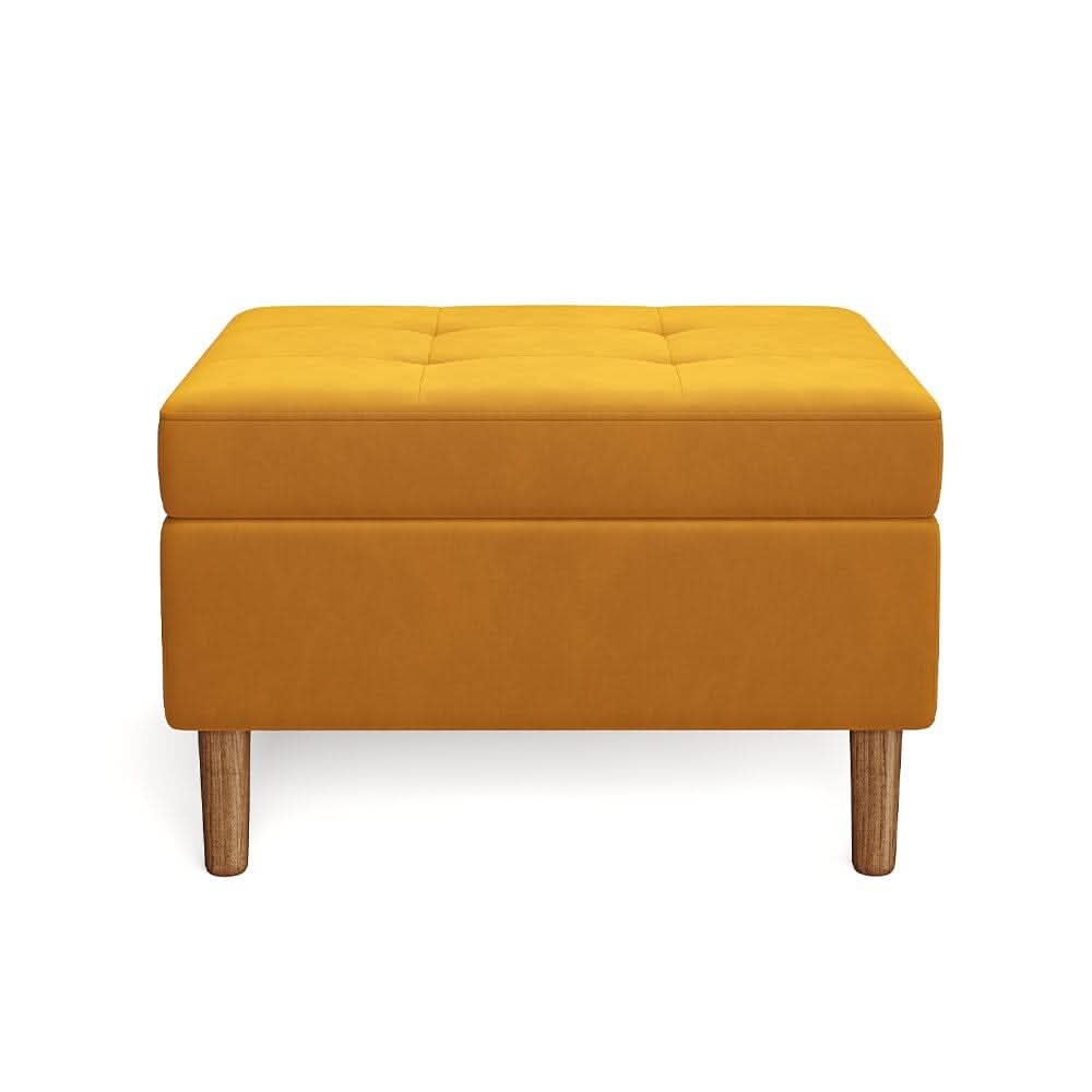 Mustard Yellow Velvet Storage Ottoman
