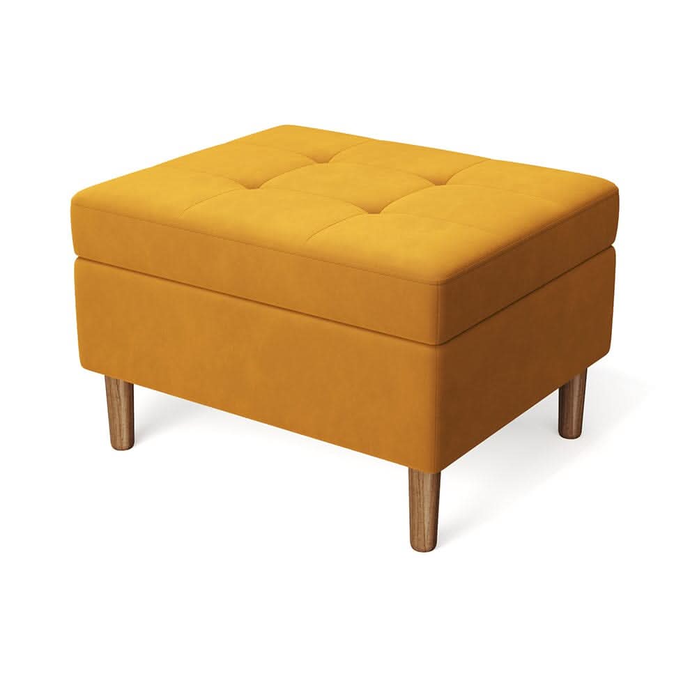 Mustard Yellow Velvet Storage Ottoman