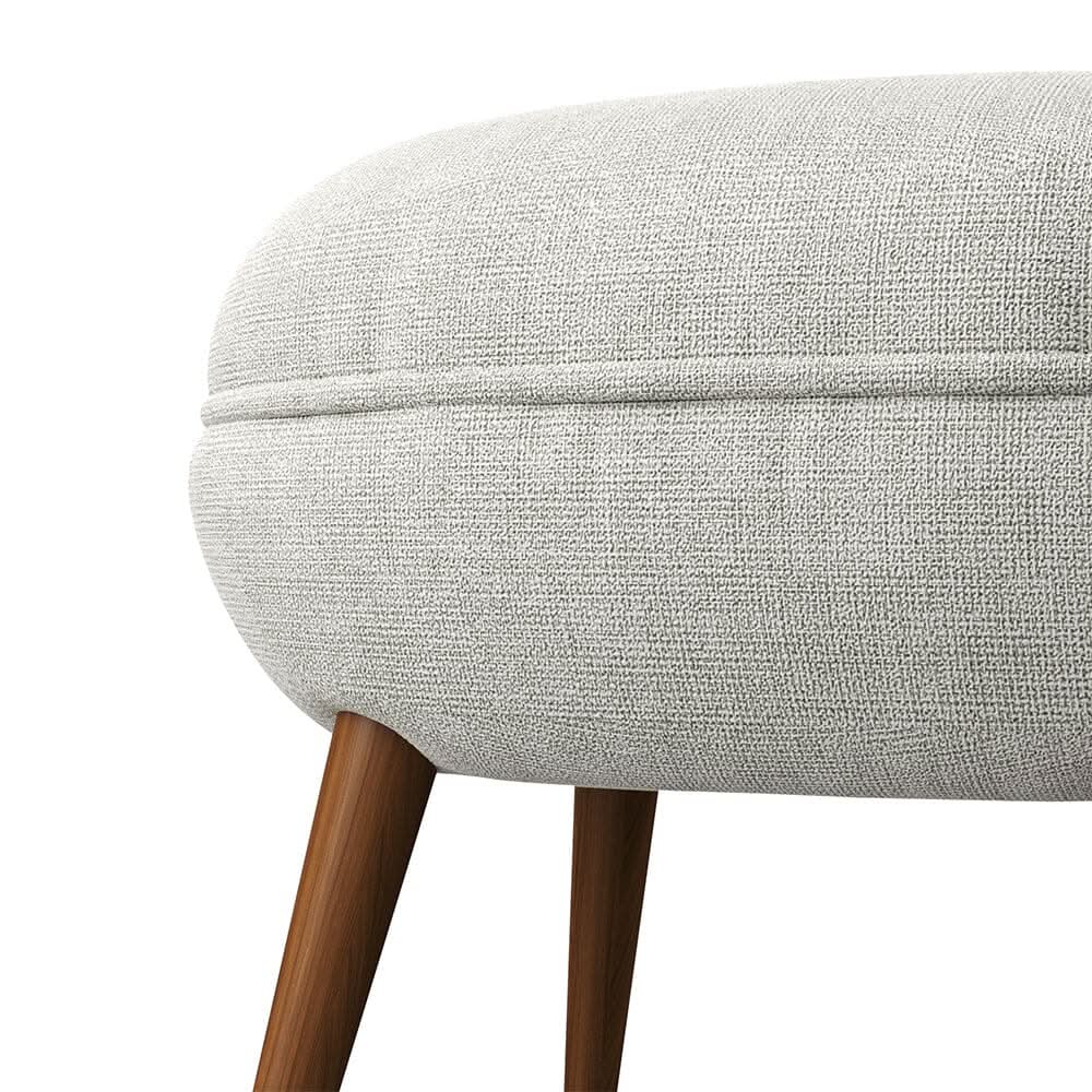 Linen Oval Stool Ottoman Footstool with Wooden Legs