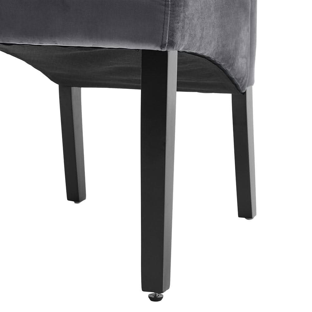 Set of 2 Grey Velvet Upholstered High Back Dinning Chair