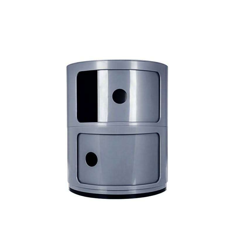 Gray 2-Tier Round ABS Plastic Storage Cabinet