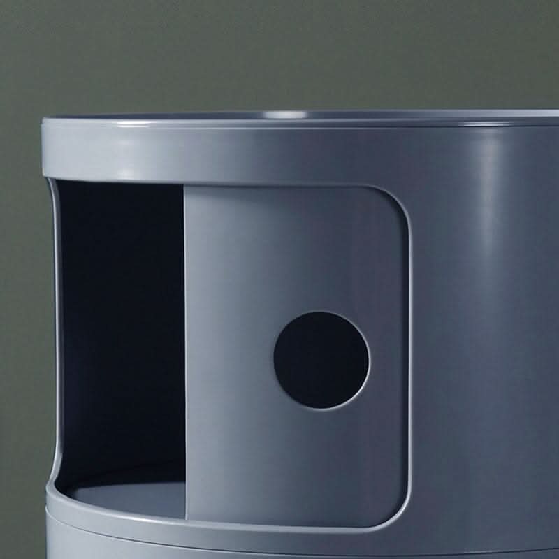 Gray 2-Tier Round ABS Plastic Storage Cabinet