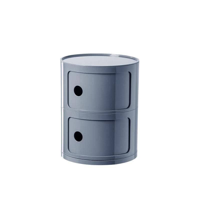Gray 2-Tier Round ABS Plastic Storage Cabinet