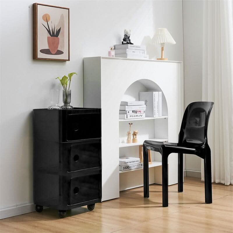 Square Multi-Tiered Plastic Storage Drawer Unit with Wheels