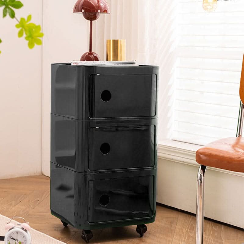 Square Multi-Tiered Plastic Storage Drawer Unit with Wheels