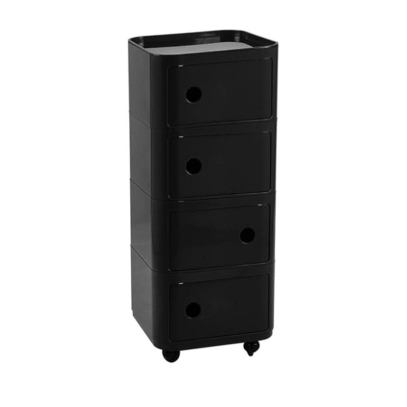 Square Multi-Tiered Plastic Storage Drawer Unit with Wheels
