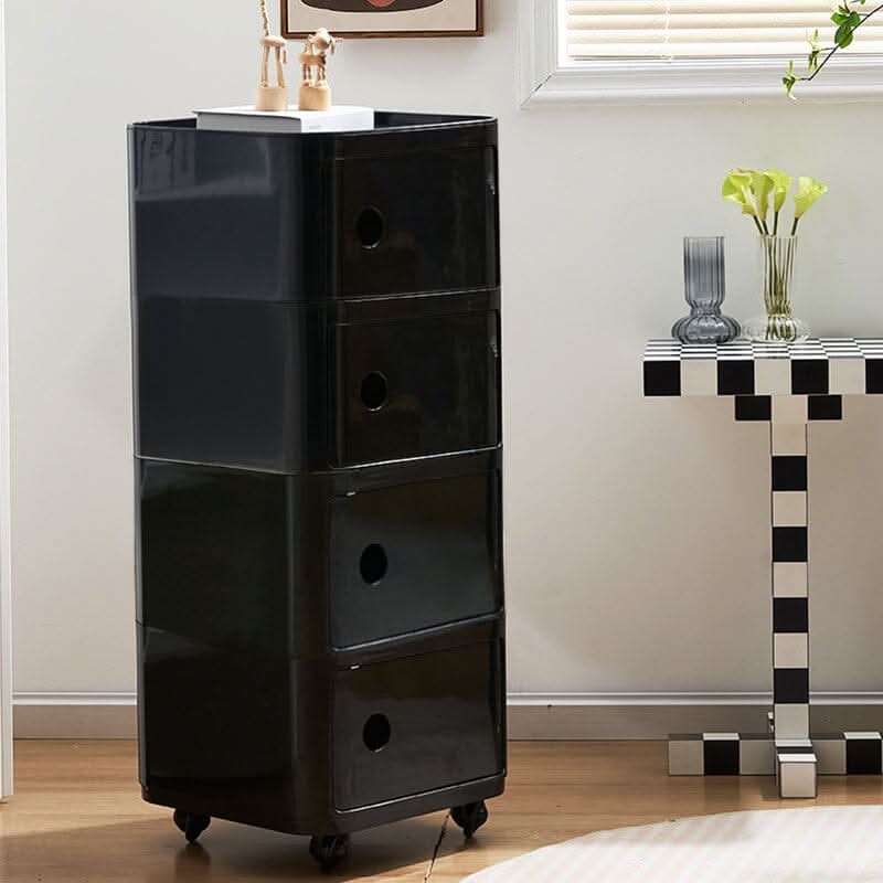 Square Multi-Tiered Plastic Storage Drawer Unit with Wheels