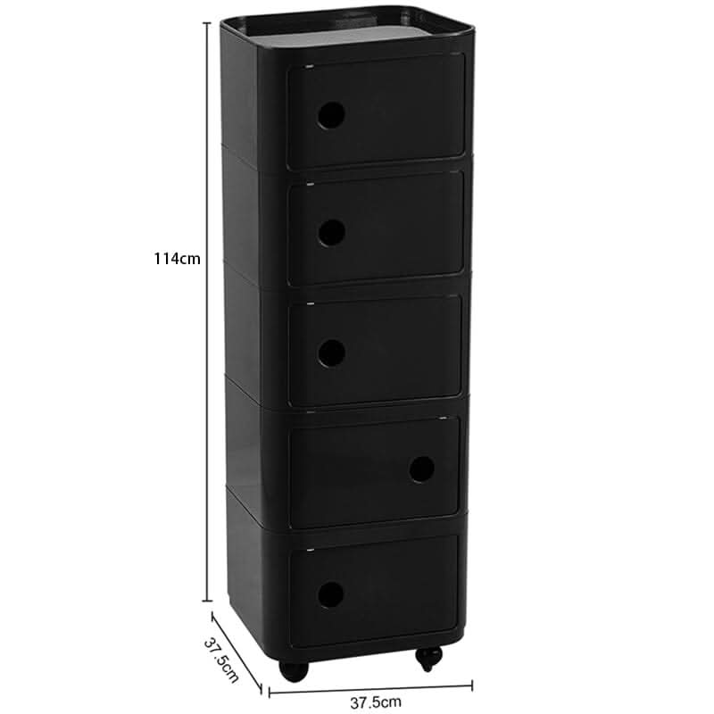 Square Multi-Tiered Plastic Storage Drawer Unit with Wheels