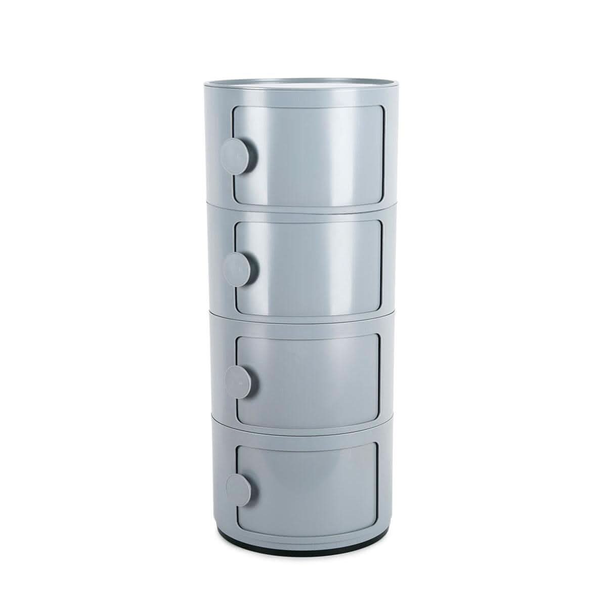 Gray 4-Tier Round ABS Plastic Storage Cabinet With Circular Handles