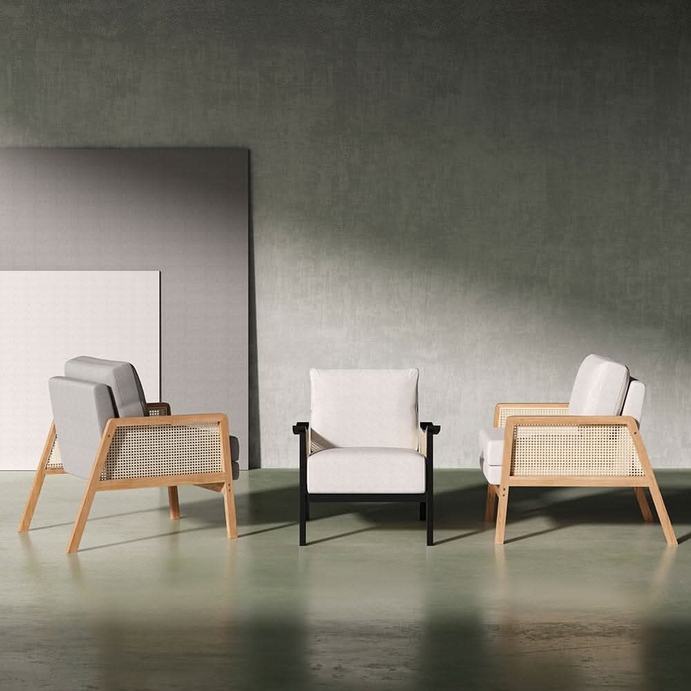 Scandi-Boho Rattan & Wood Accent Chair Collection – Multi-Colour Options