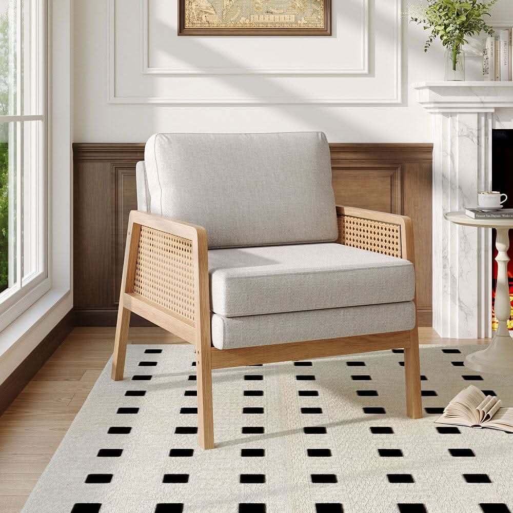 Scandi-Boho Rattan & Wood Accent Chair Collection – Multi-Colour Options