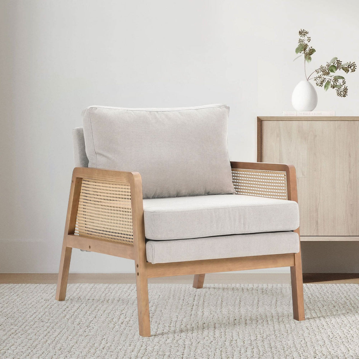 Scandi-Boho Rattan & Wood Accent Chair Collection – Multi-Colour Options
