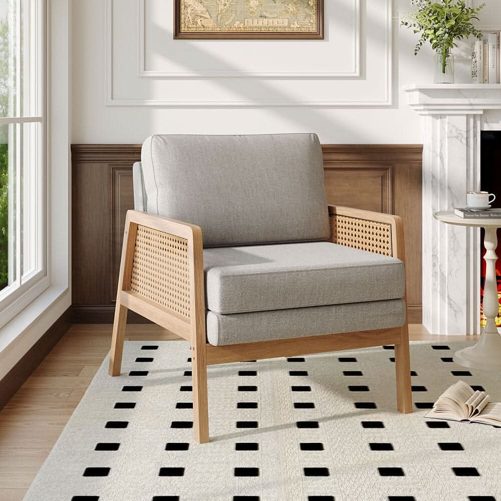 Scandi-Boho Rattan & Wood Accent Chair Collection – Multi-Colour Options