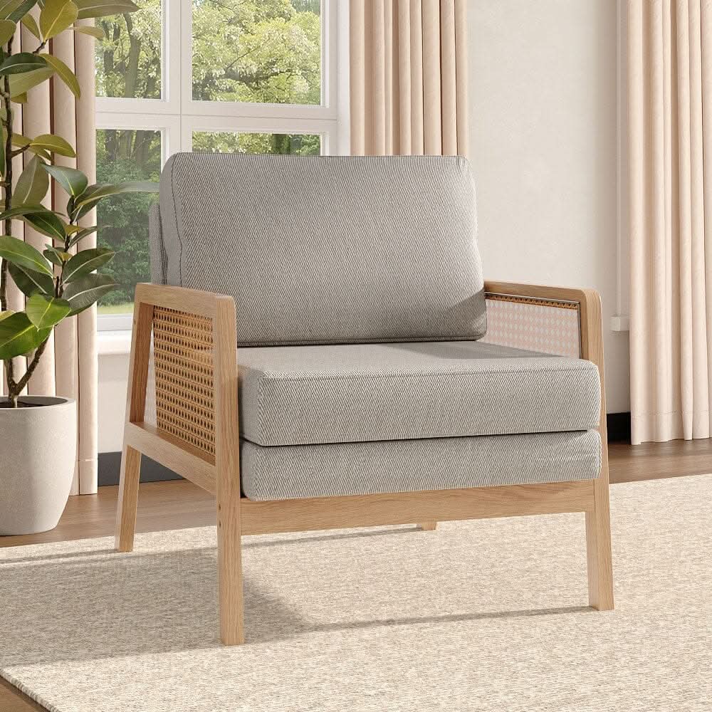 Scandi-Boho Rattan & Wood Accent Chair Collection – Multi-Colour Options
