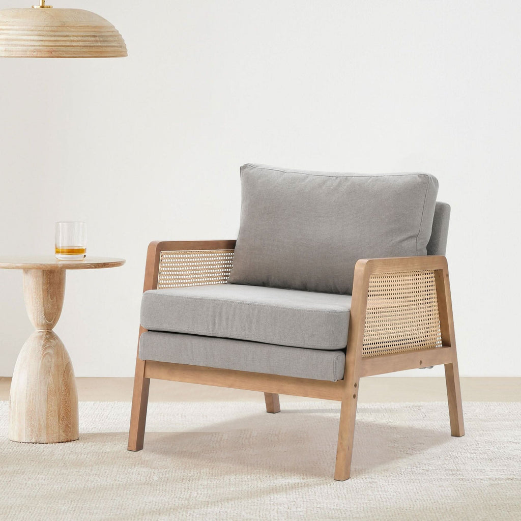 Scandi-Boho Rattan & Wood Accent Chair Collection – Multi-Colour Options