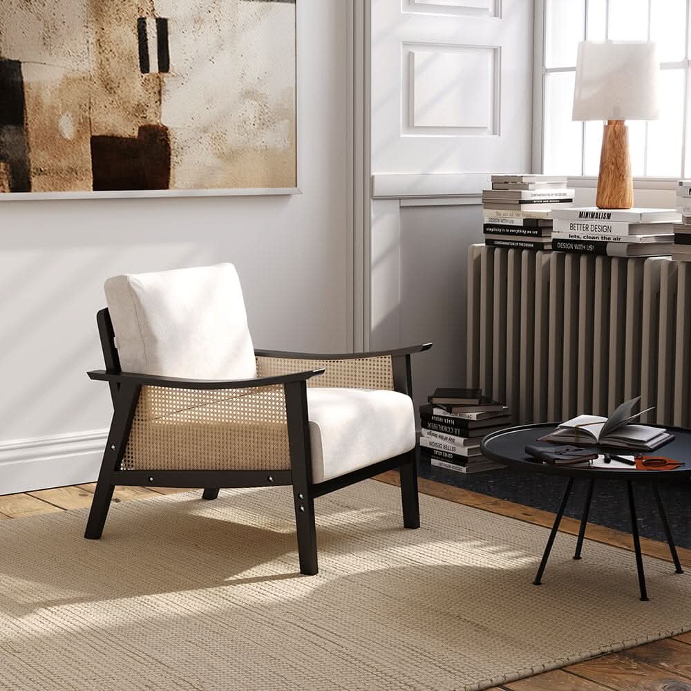 Scandi-Boho Rattan & Wood Accent Chair Collection – Multi-Colour Options