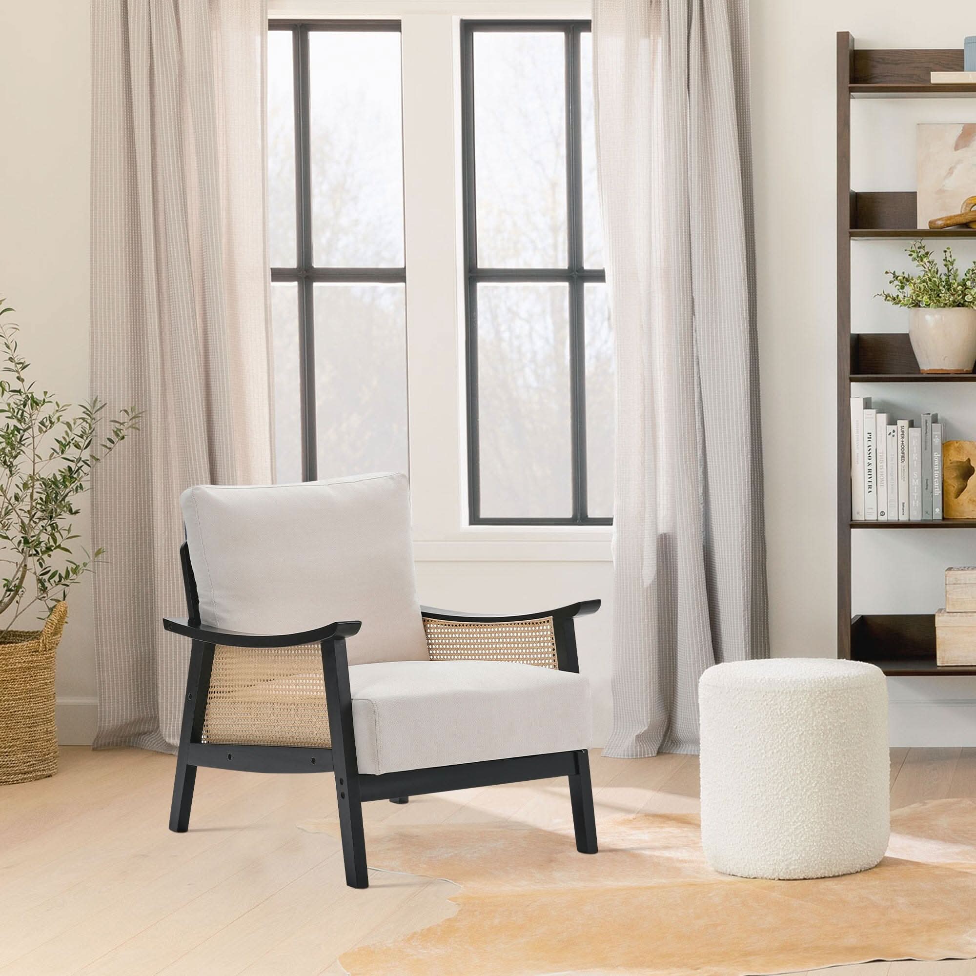 Scandi-Boho Rattan & Wood Accent Chair Collection – Multi-Colour Options