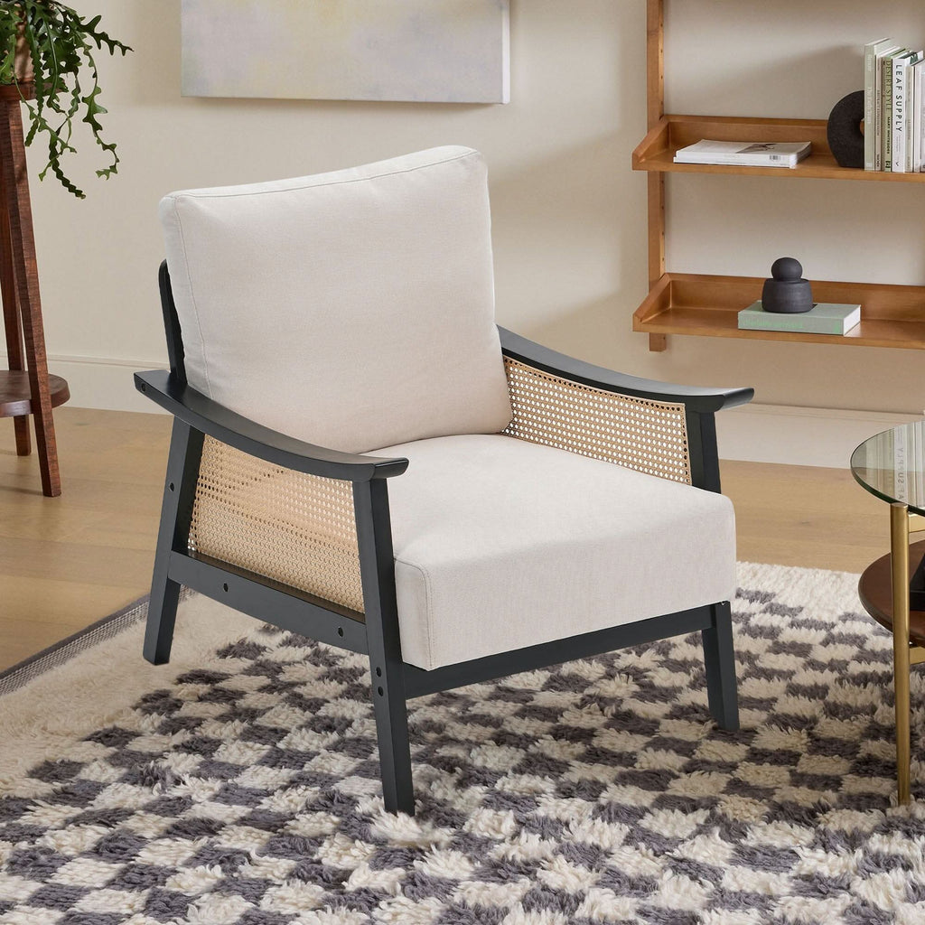 Scandi-Boho Rattan & Wood Accent Chair Collection – Multi-Colour Options