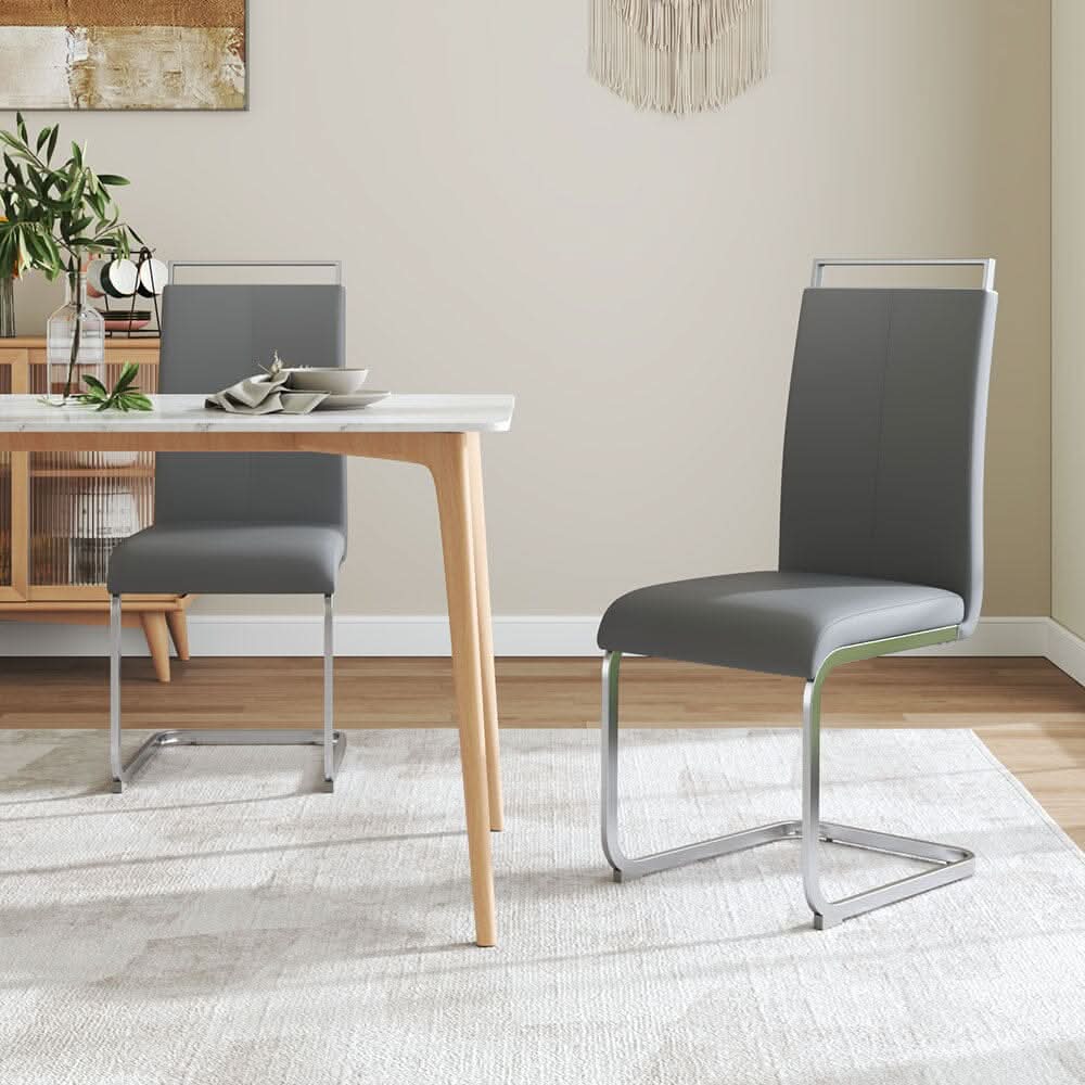 PU Upholstered Dining Chair Chrome Cantilever Frame