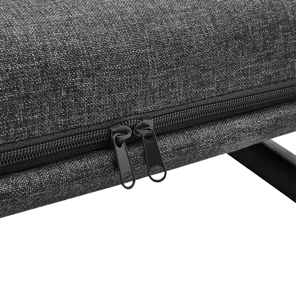Grey/Khaki Upholstered Single Sleeper Chair Convertible Sofa Bed with Metal Legs