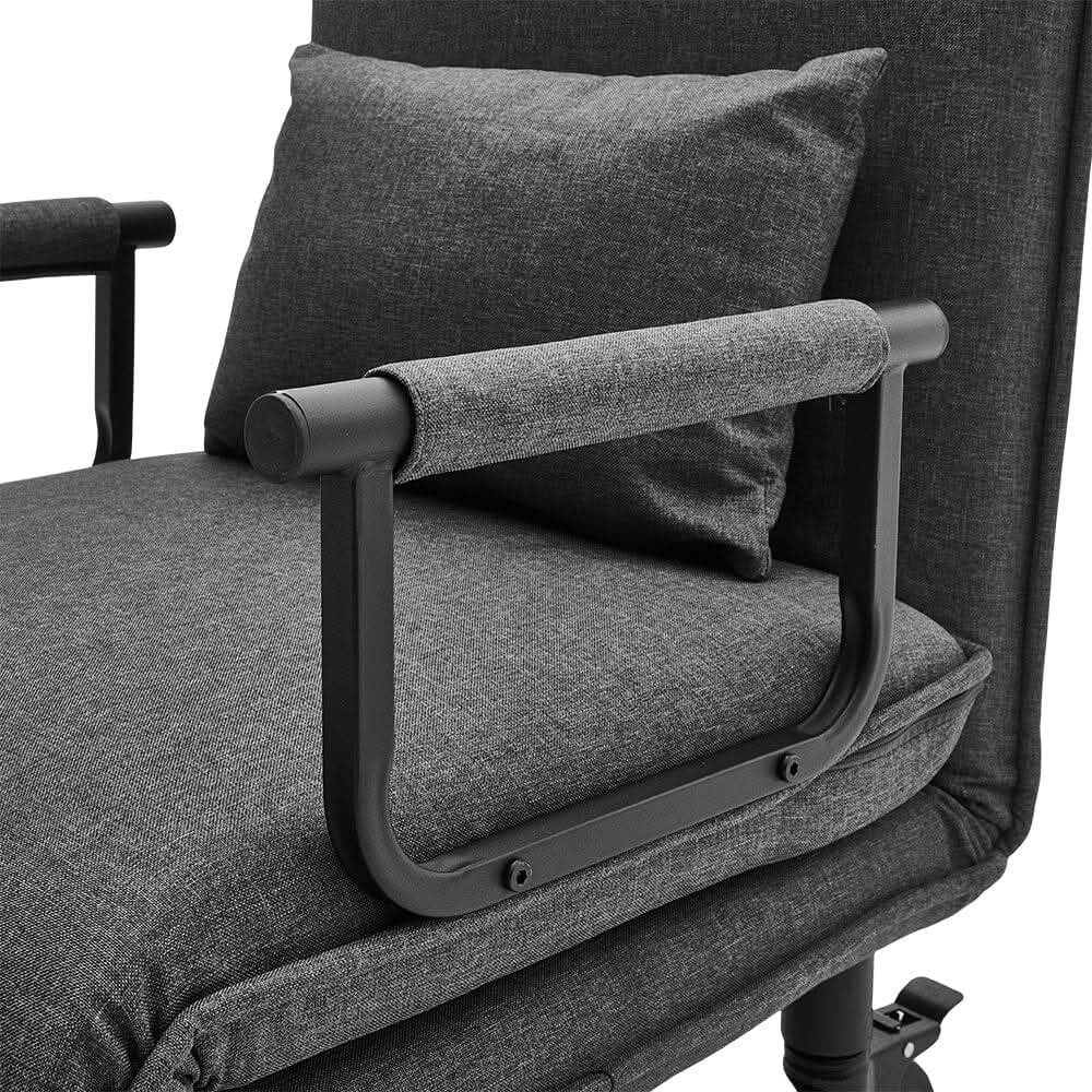 Grey/Khaki Upholstered Single Sleeper Chair Convertible Sofa Bed with Metal Legs