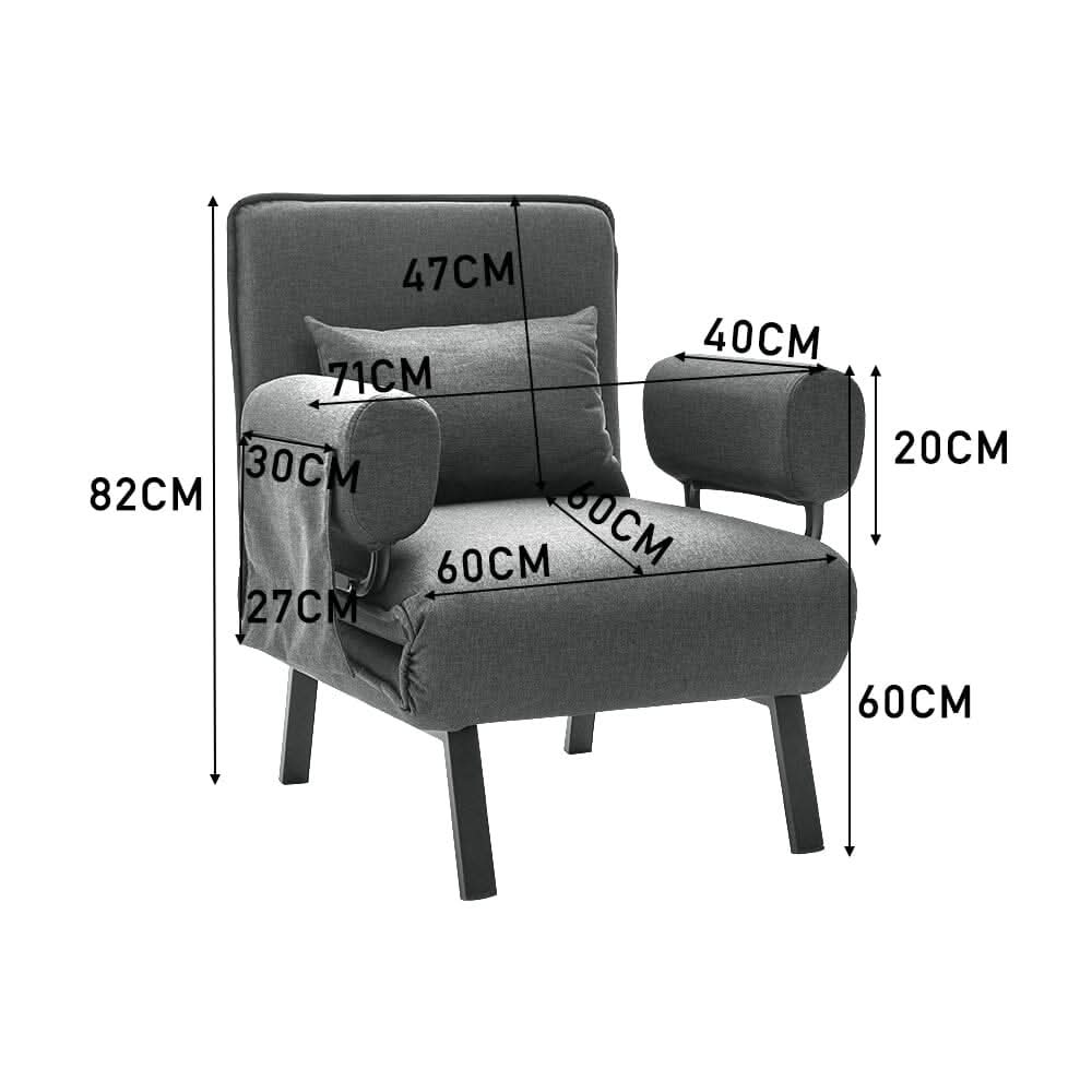 Single Foldable Sofa Bed with Multi-Position Adjustment