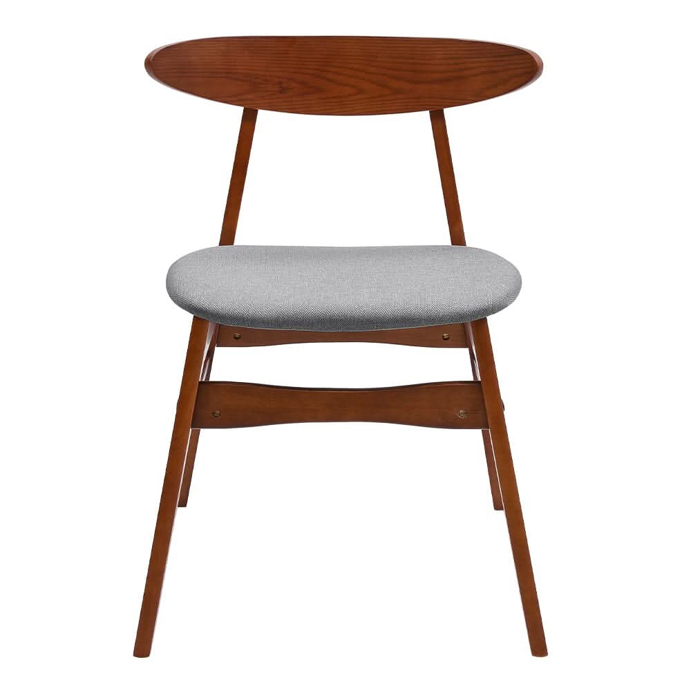Linen Upholstered Wooden Dining Chair with Curved Backrest